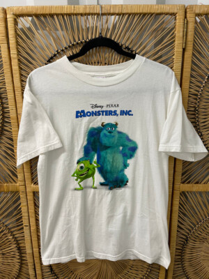 Vintage 2001 Disney Pixar Monsters Inc. White Movie Promo T-Shirt