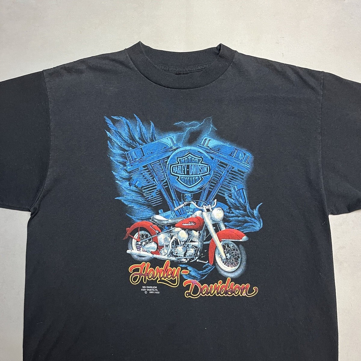 Vintage 90s Harley Davidson 3D Emblem V Twin Sturgis Single Stitch