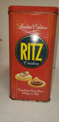 VINTAGE 1986 RITZ CRACKER TIN LIMITED EDITION RED 16 OZ W/ LID