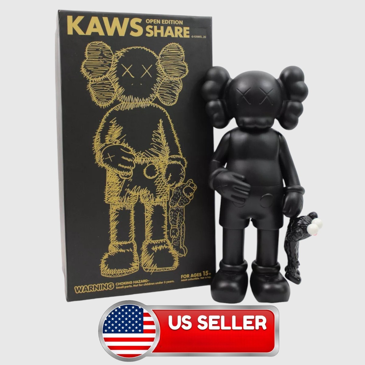 11.8 inch With Cardboard Box Black Kaws 30 cm Vinyl Figurine-US