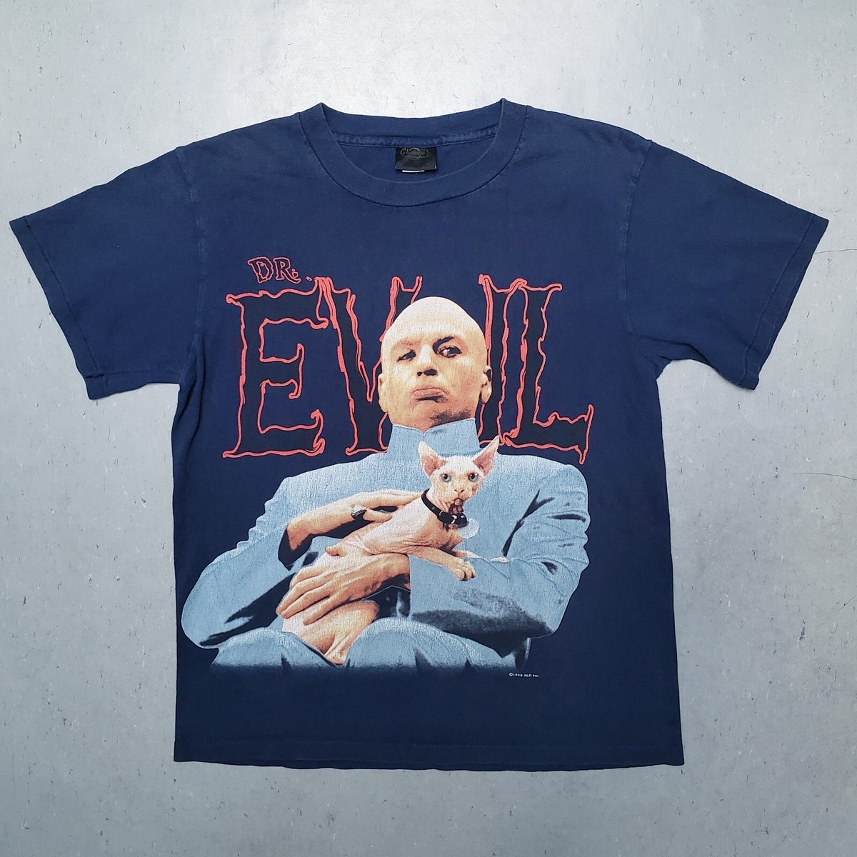 Vtg 90s DR EVIL Tshirt AUSTIN POWERS Movie Promo 1999 Navy Tee