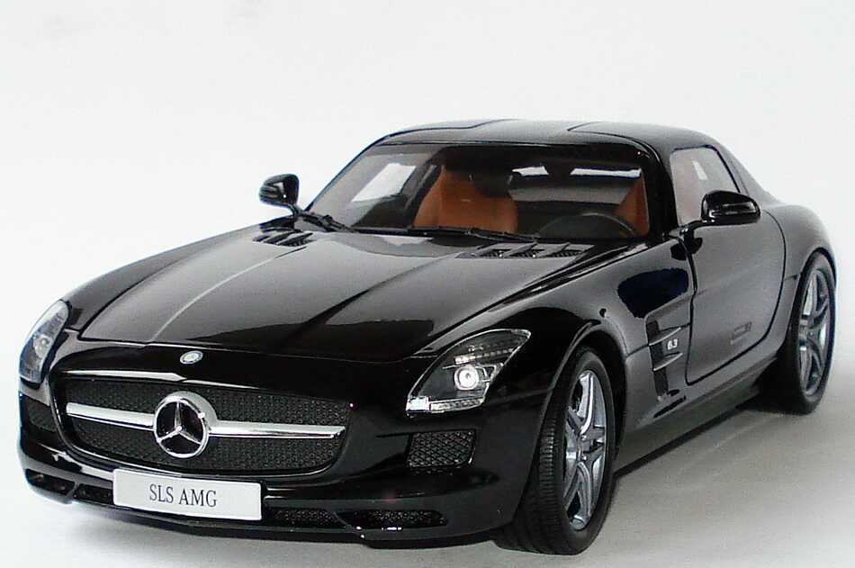 MINICHAMPS MERCEDES SLS BLACK DEALER 1:18 DAMAGED- CUSTOMER RETURN