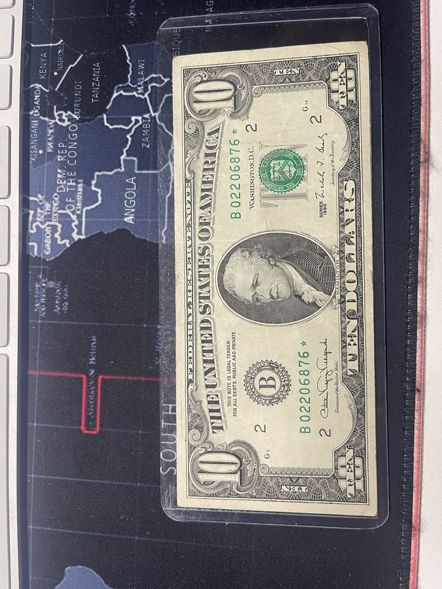 未经认证$10， 1990 美国小尺寸纸币说明| eBay