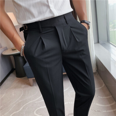 Men's Gurkha Pants Suit Casual Business Retro Trousers Formal
