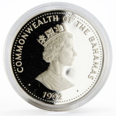 Bahamas 5 dollars 500 Years of America series Panama Canal silver