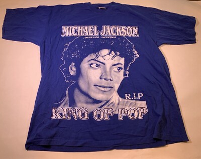 Michael Jackson King Of Pop Tribute Blue Graphic T Shirt Sz 3XL | eBay