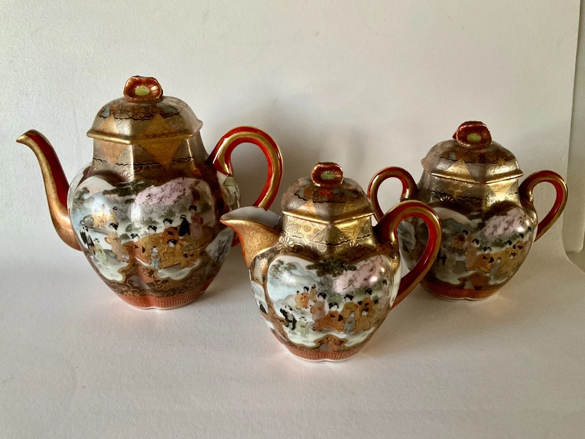 古い中国茶器 5匹の猿と切り株 古い中国茶器 5匹の猿