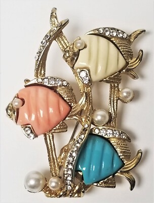 Vintage HATTIE CARNEGIE Iconic Multi-Color School of FISH