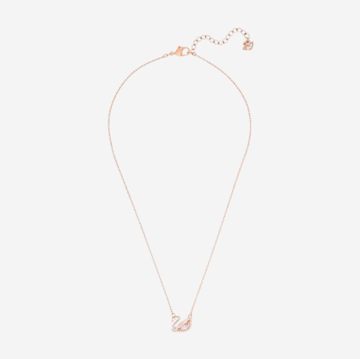 Swarovski Dazzling Swan Necklace Pink Rose Gold Plated (W) 5469989
