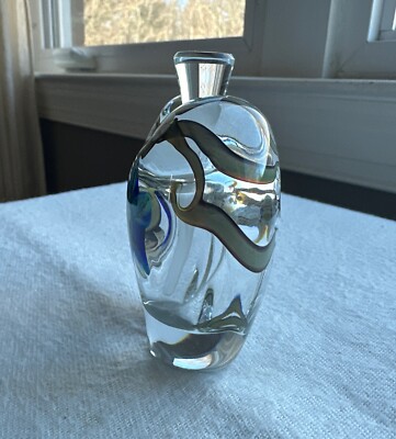 Vintage Zellique Studio Art Glass Floral Heart Shaped Perfume