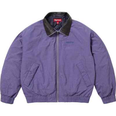 Supreme Leather Collar Utility Jacket Blue Plaid | eBay
