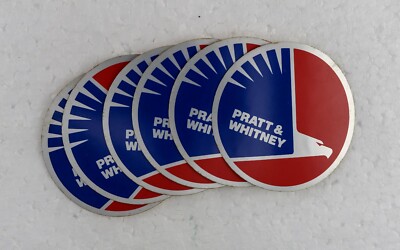 RARE 1980s Pratt & Whitney Eagle Logo 2.25 Inch Peel-N-Stick Round