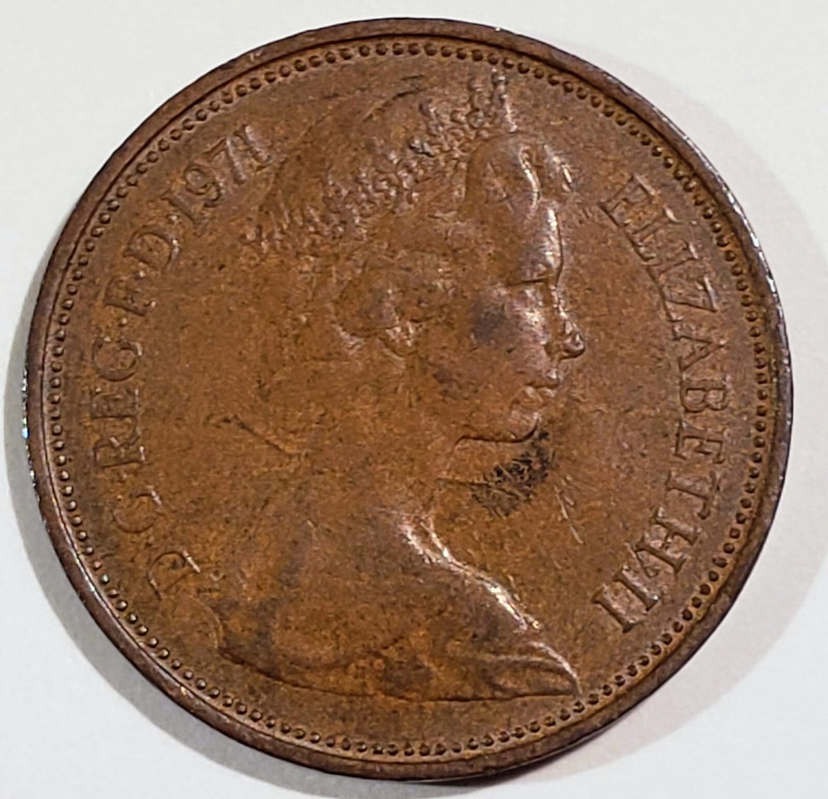 1971 New Pence 2P Elizabeth II, D.G.REG.F.D Rare England Coin