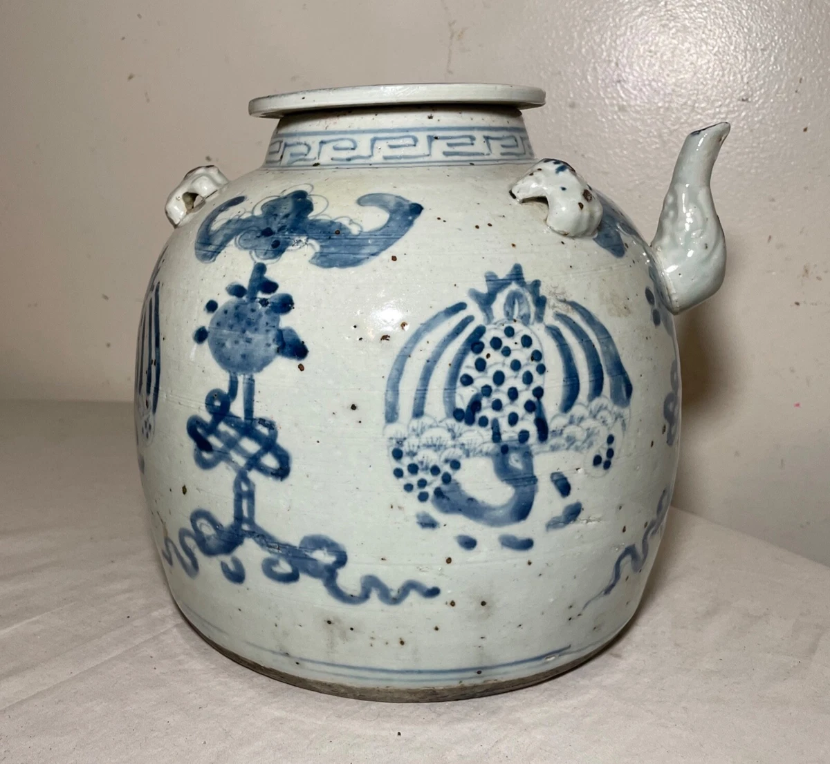 蓝色古董原始1800年以前中国风茶壶| eBay