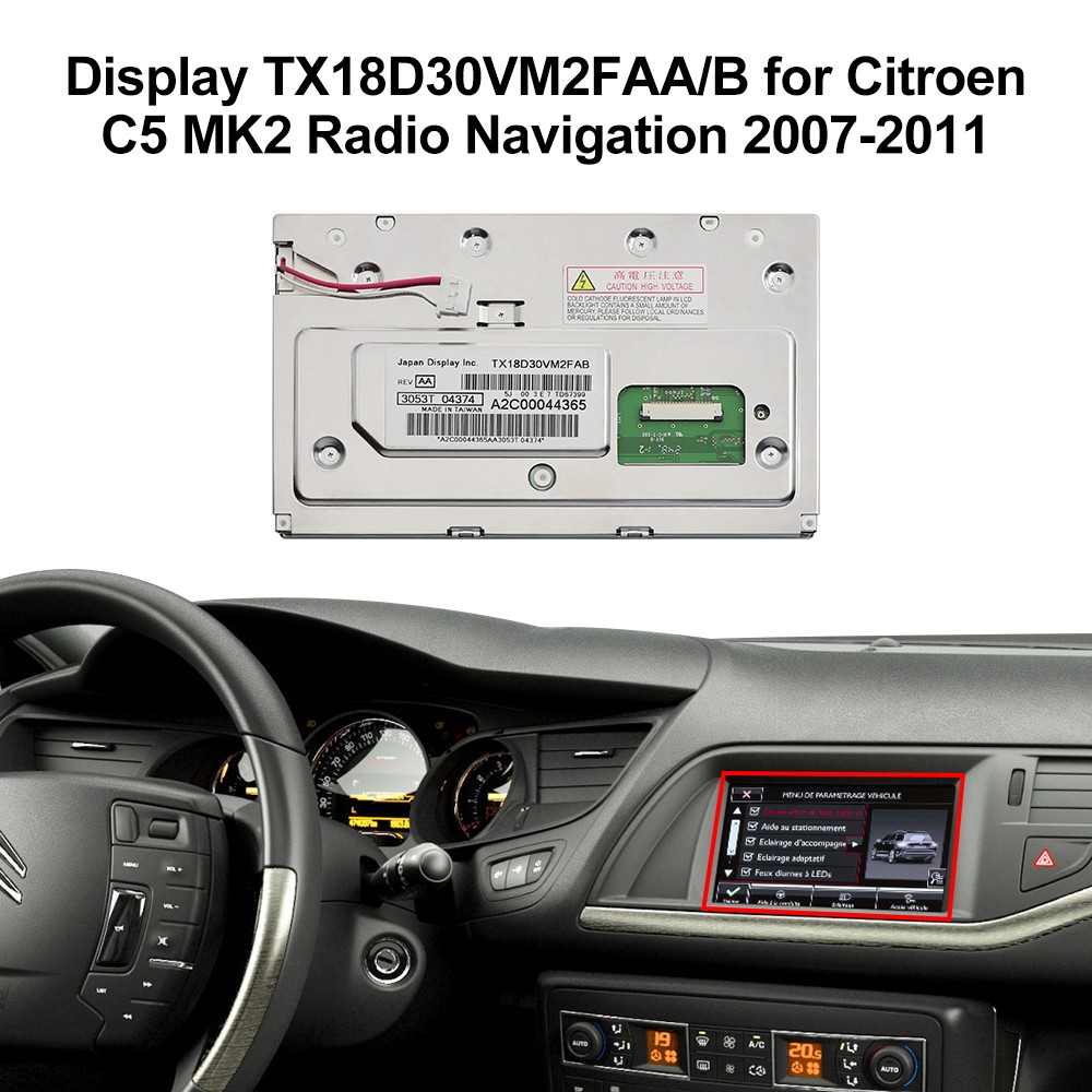 Display TX18D30VM2FAA/B for Citroen C3 C4 C5 C8 DS3 Radio