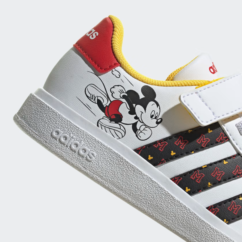 ADIDAS X DISNEY GRAND COURT MICKEY MOUSE HOOK-AND-LOOP SHOES WHITE