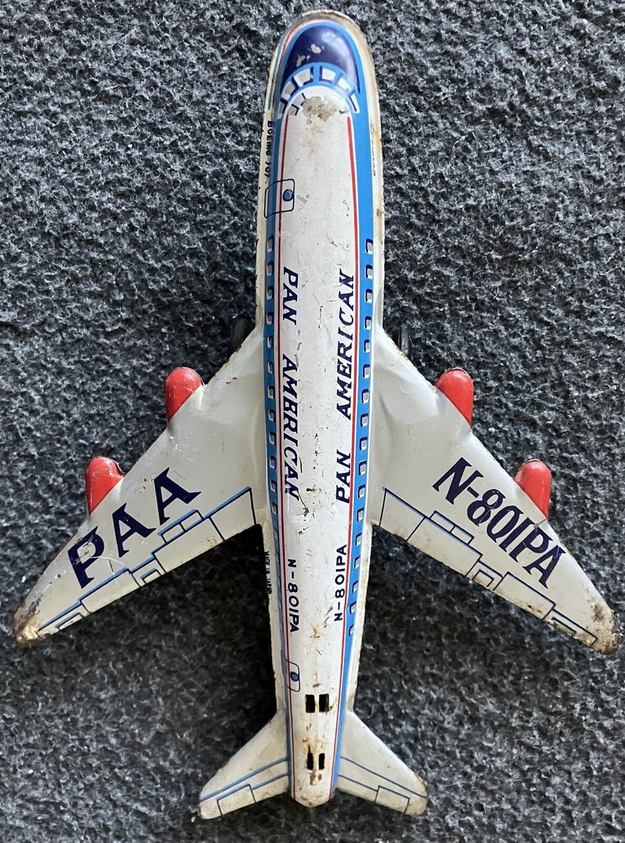 Vintage 1960's Pan American N-801PA Boeing 707 Tin Friction Plane