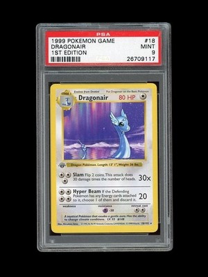 POKEMON PSA 9 MINT DRAGONAIR 1ST EDITION SHADOWLESS BASE SET 1999