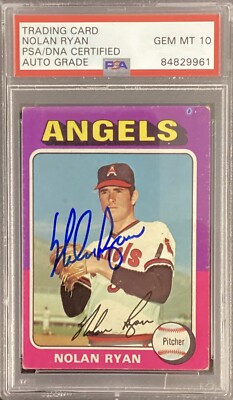 Nolan Ryan Signed 1975 Topps #500 Baseball Card Angels HOF PSA/DNA