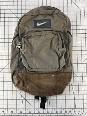 Vintage Nike Backpack Brown Suede Leather Bottom Center Swoosh 90s