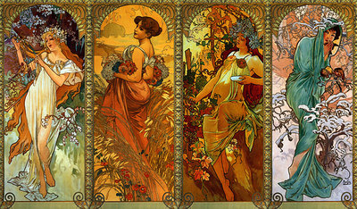 Times of the Year The Seasons 15x22 Art Print by Alphonse Mucha | eBay