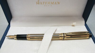 Waterman Leman 200 Gold Night & Day Fountain Pen 18k Gold Fine Pt