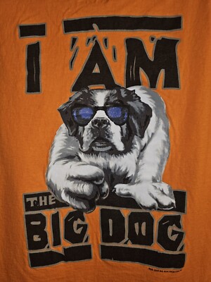 Vintage Big Dogs 2000 Large Mens Orange Double-sided Graphic Logo
