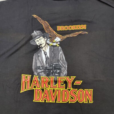 Vintage 90s Harley Davidson Brooklyn New York T-Shirt Adult Sz L