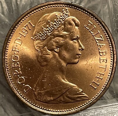 🔥1971 2 New Pence Coin ELIZABETH II D G REG F D RARE First