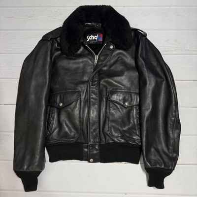 Schott 184SM G-1 Flight Jacket Leather Riders Black Men's 2XL Size