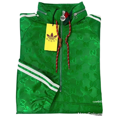 Gucci x Adidas Monogram Trefoil Anorak Half-Zip Jacket 48 New With
