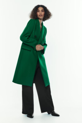 ZARA WOOL BLEND MASCULINE COAT GREEN NEW SIZE XS REF. 3057/244/502
