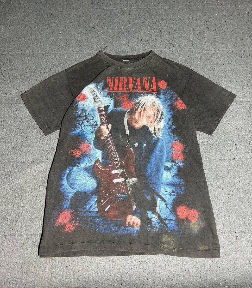 Vintage Nirvana Shirt 90s all Over Print AOP Bootleg Rare Kurt