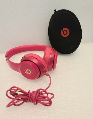 Beats Solo HD By Dr Dre Headphones WIRED Hot Pink Foldable Case