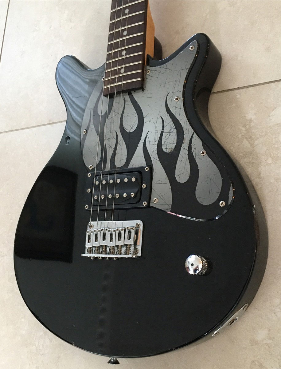 First Act ME-1980 Guitar In Black With Flames Rare For Repair | eBay