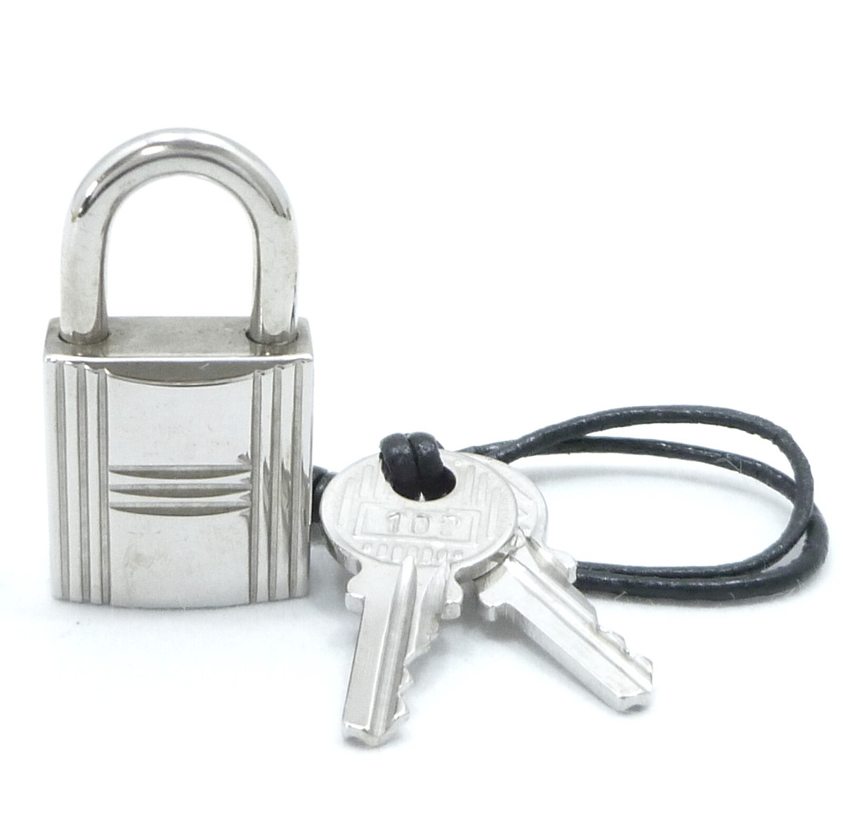 Authentic HERMES Padlock & 2 Keys Silver Tone No.102 Brass