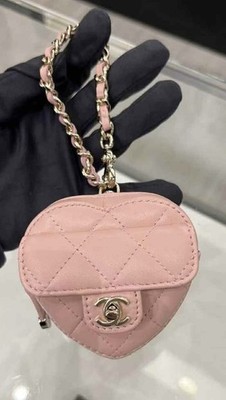 Auth BNIB Chanel 25B Extra Mini Heart Bag Charm Pink Lambskin | eBay
