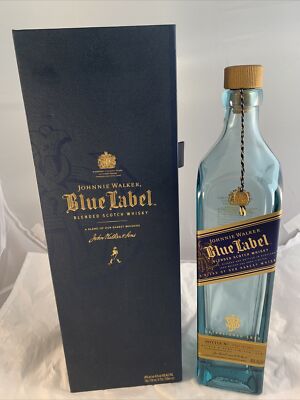 Johnnie Walker Blue Label EMPTY WHISKEY BOTTLE w/ Gift Box 750 ML
