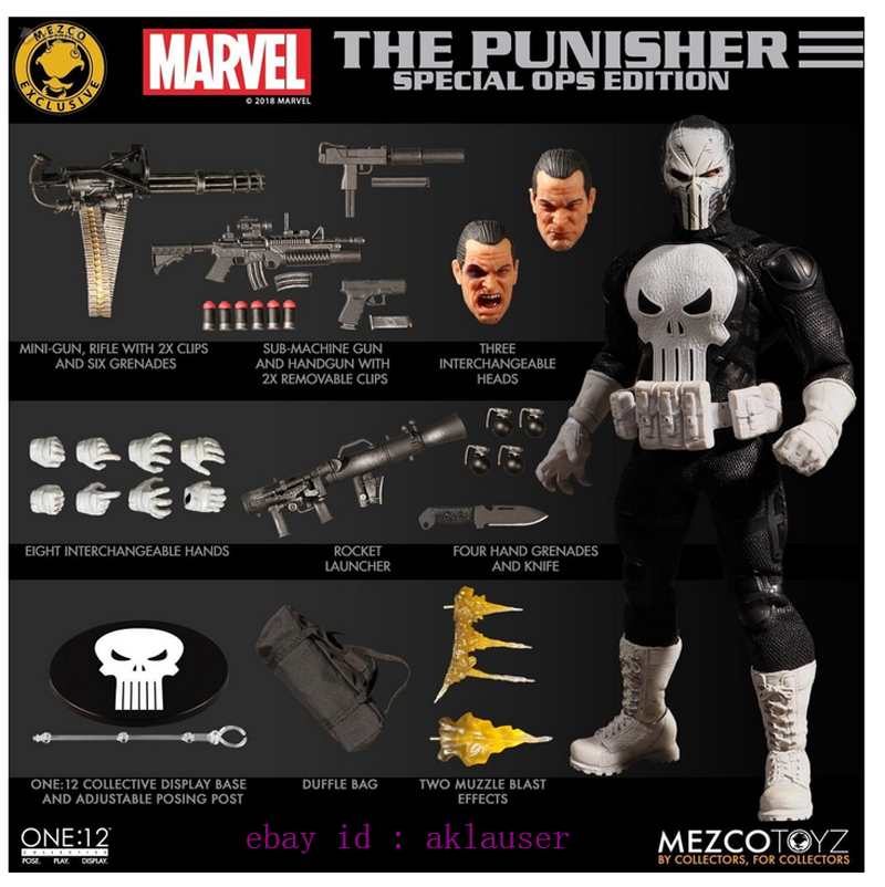 Mezco Toyz 1/12 Marvel The Punisher Action Figure Toy Model In