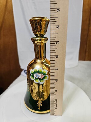 MURANO 36㎝ ムラノ 花鳥文 グリーン デカンタ ボトル 瓶 MURANO 36