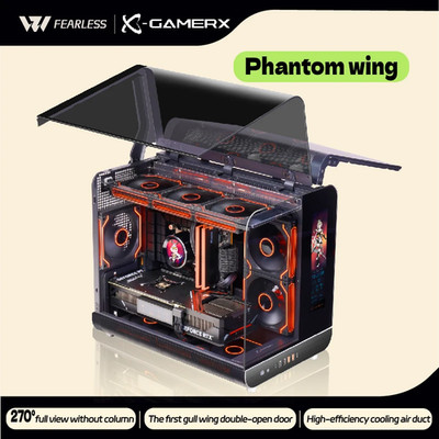 PowerTrain X-GAMERX Phantom Wings MATX Gaming Case LCD 360 Water