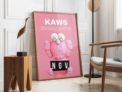 Set of 3 pink Kaws Art pieces canvas wall art home decor | eBay