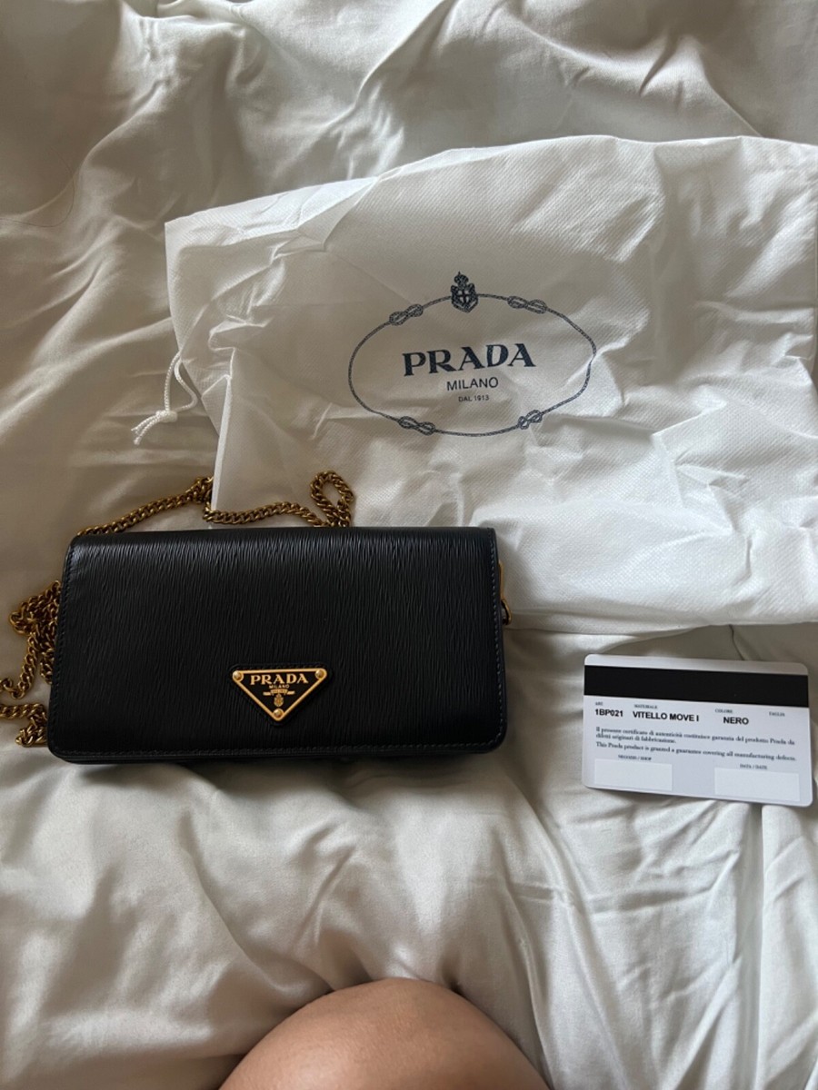 Prada Miniborse Black Vitello Move Leather Chain Cross Body | eBay