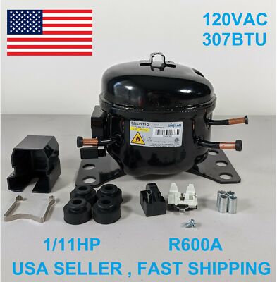 Sikelan QD43Y11G Refrigeration Compressor 1/9HP 307BTU 110-120V