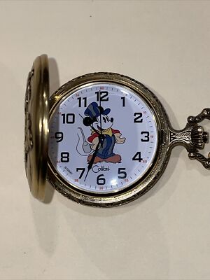 Vintage Colibri Disney Mickey Mouse Swiss Engineer Pocket Watch In