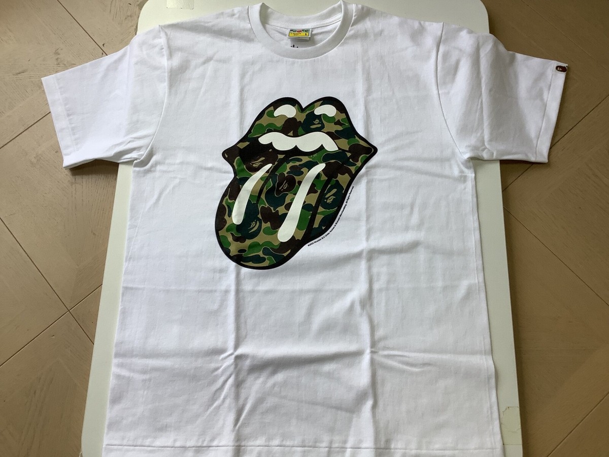 Authentic a bathing ape bape x Rolling Stones tee t shirt white