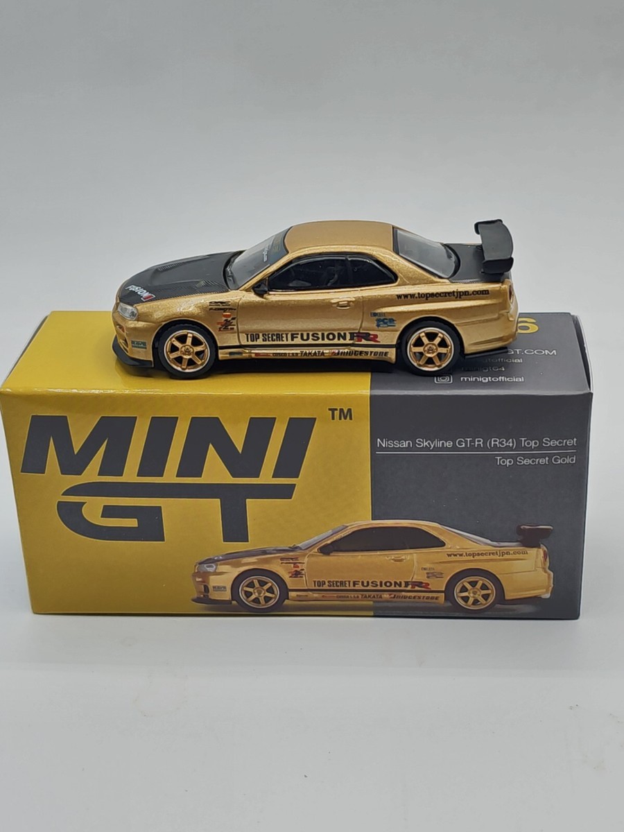 Mini GT Nissan Skyline GT-R (R34) Top Secret Gold Japan Exclusive