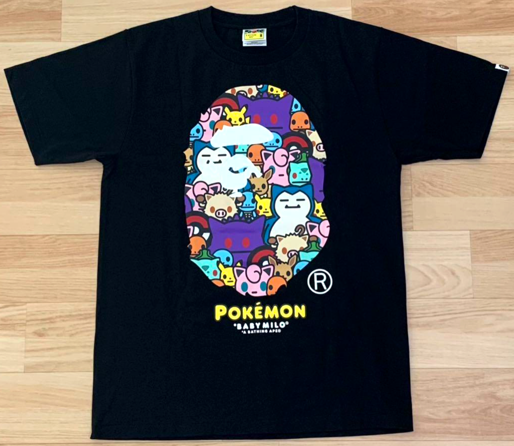 A Bathing Ape Bape x Pokemon Collaboration T-shirt Size M Black