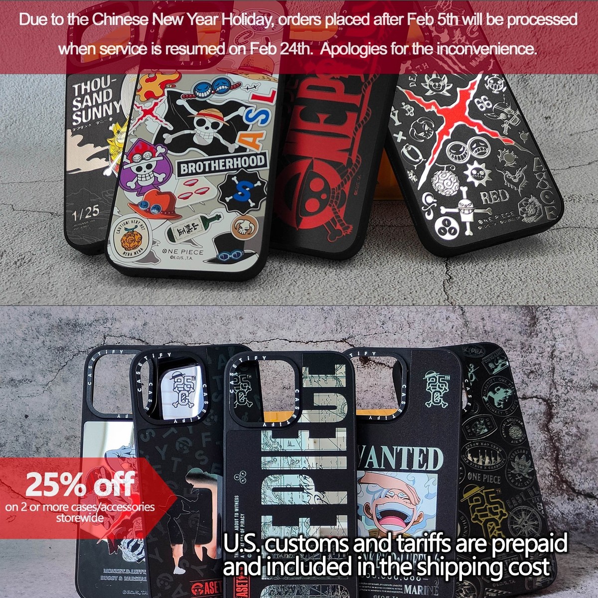 One Piece Casetify Mirror Case for iPhone 13-17 optional MagSafe