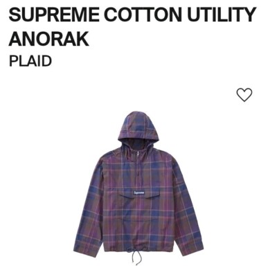 Size L - Supreme Cotton Utility Anorak (Purple Plaid)(SS24) | eBay